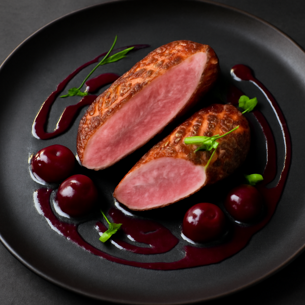 Magret de canard aux cerises