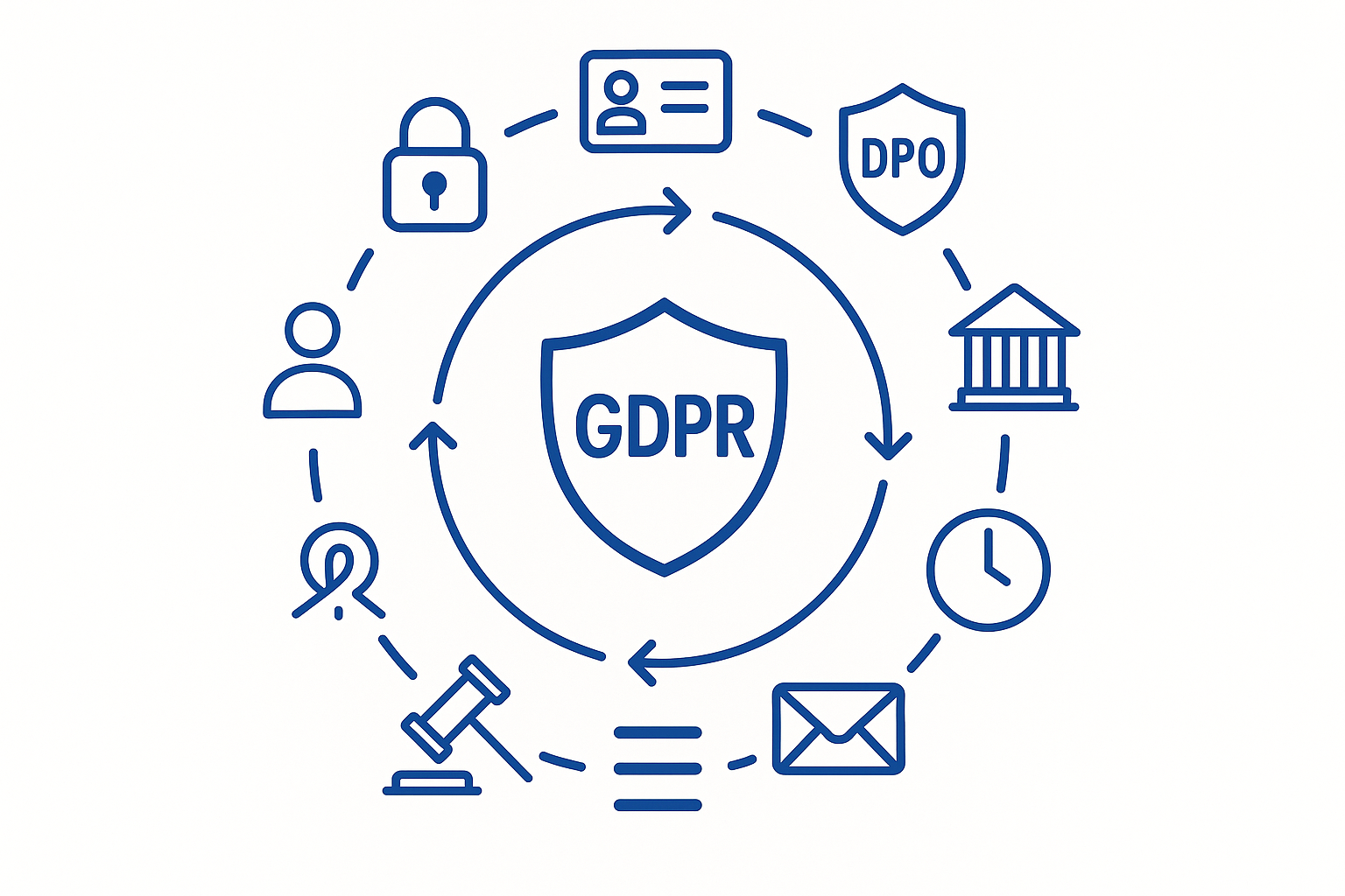 Schéma des 9 mentions obligatoires d'une politique de confidentialité RGPD