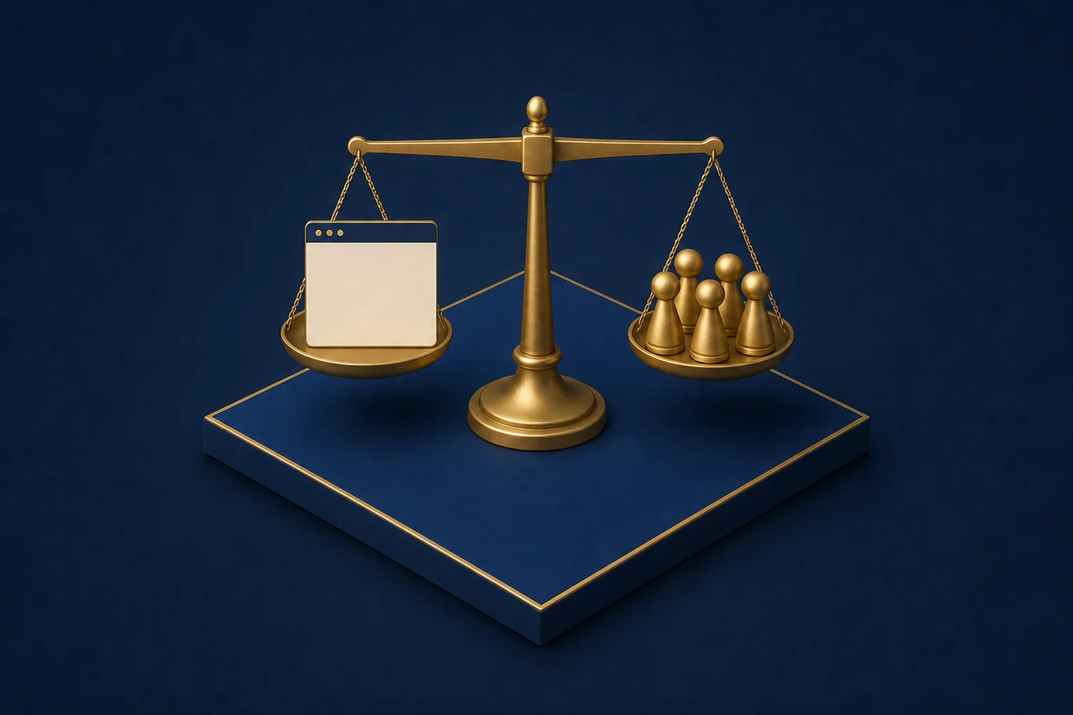 Site rentable : une balance à l'équilibre entre le site et quelques clients.
