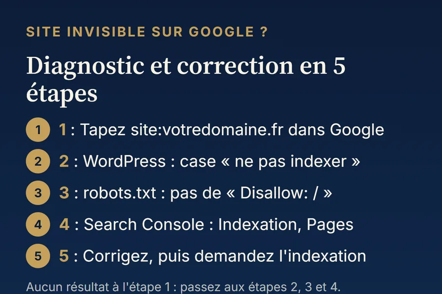 Site non indexé sur Google : causes fréquentes et solutions concrètes