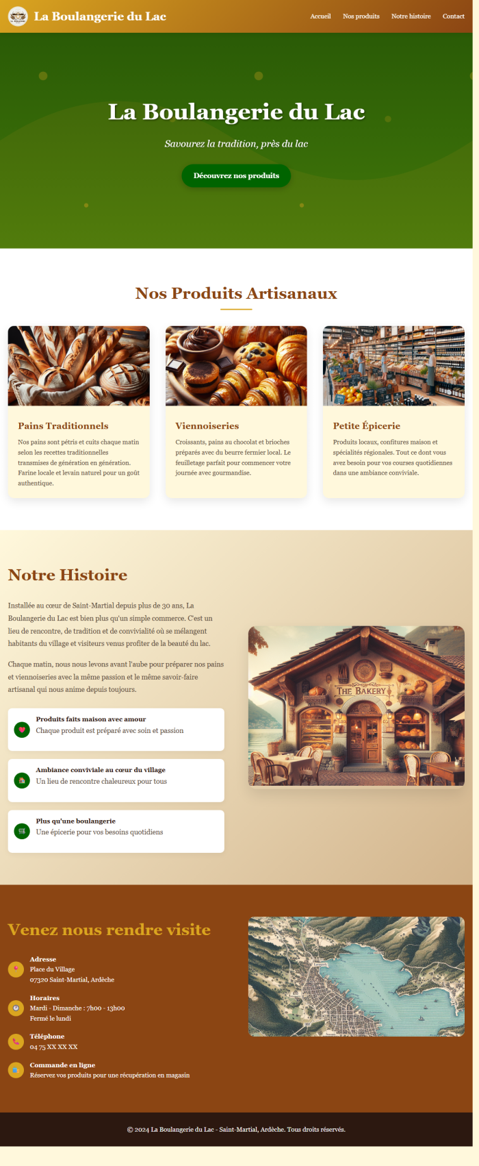 Exemple de site vitrine boulangerie