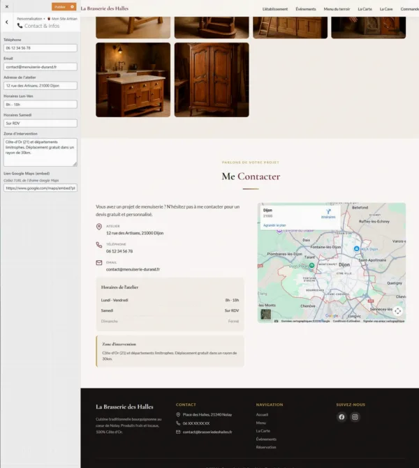 Interface WordPress éditable