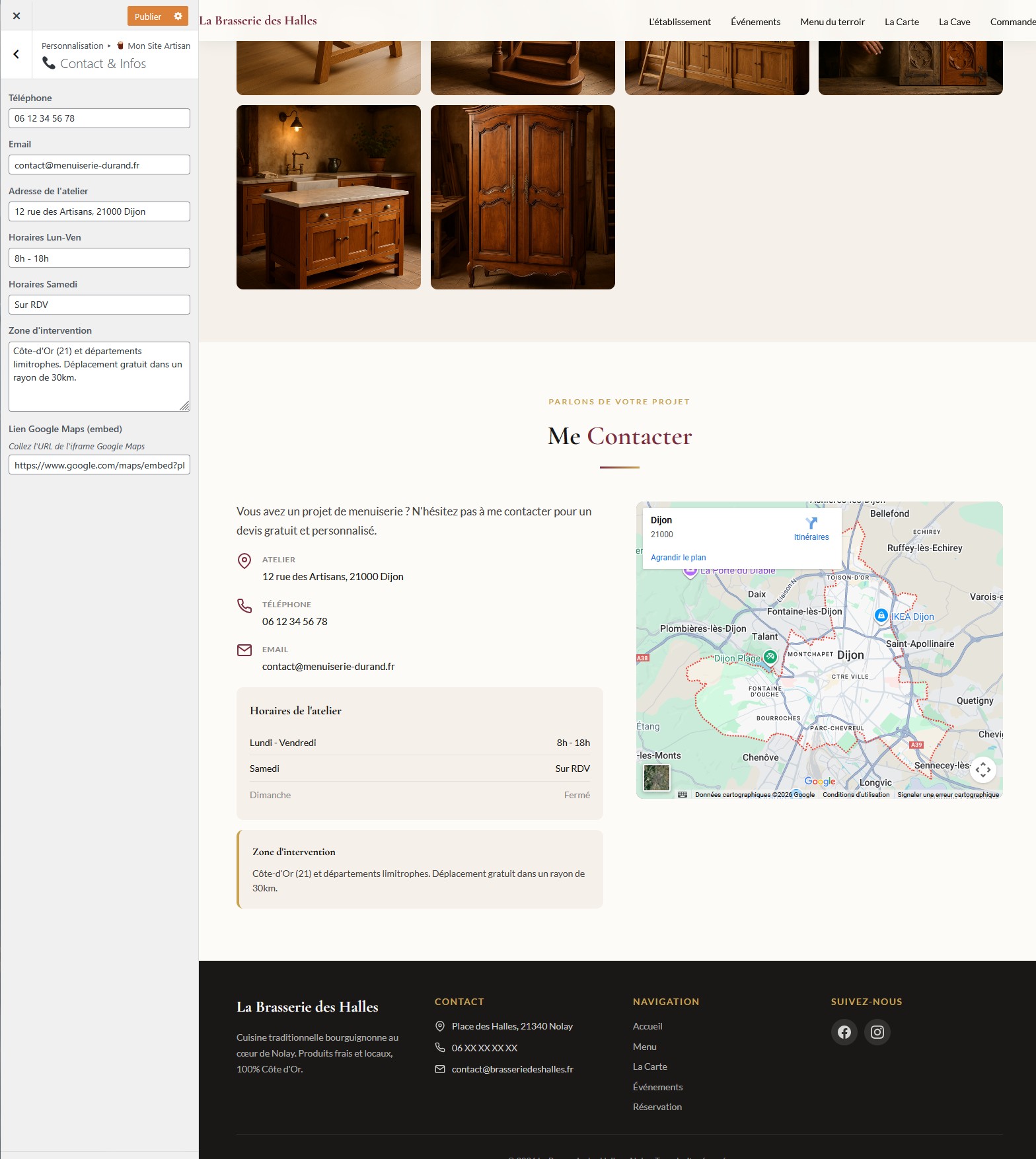 Interface WordPress éditable