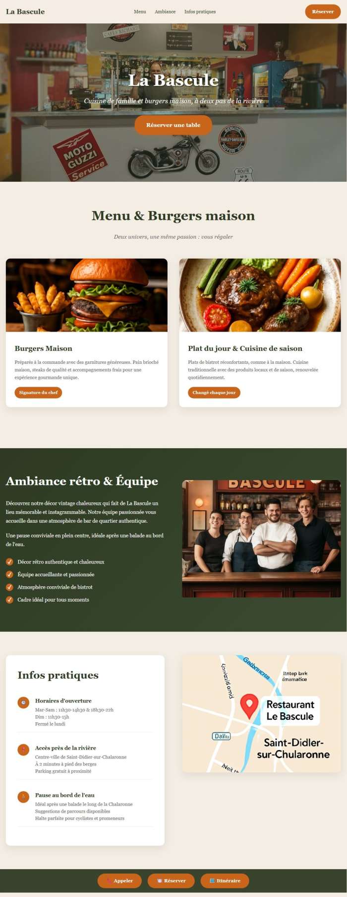 Exemple de site vitrine pour restaurant