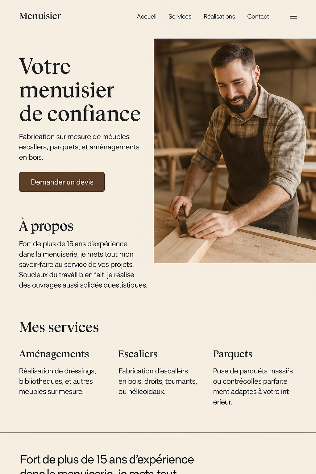 Site vitrine menuisier