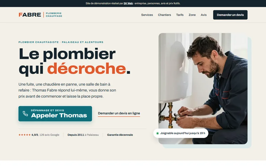 Démo Fabre Plomberie Chauffage : page d'accueil