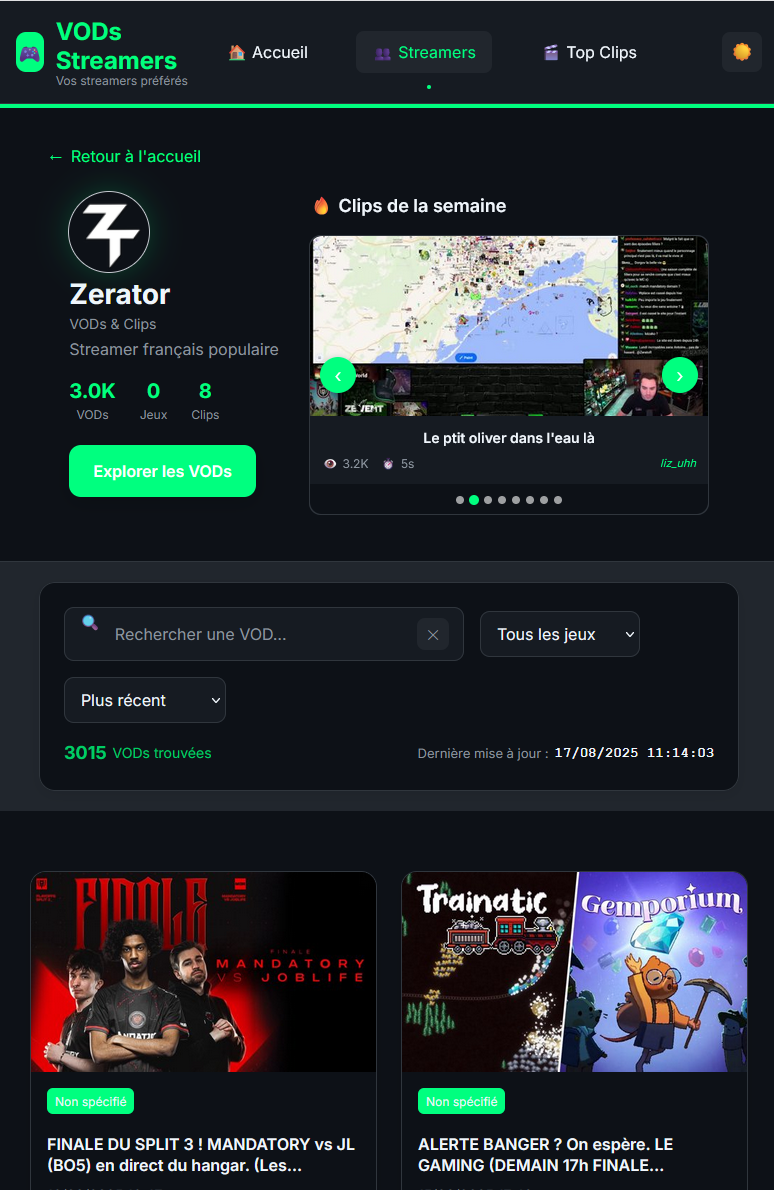 Exemple de site vitrine streaming